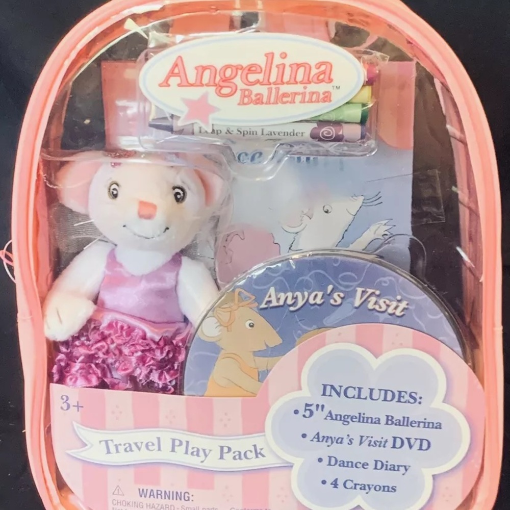 VTG Angelina ballerina Travel Play Pack Bookbag Anya's Visit DVD Plush Diary